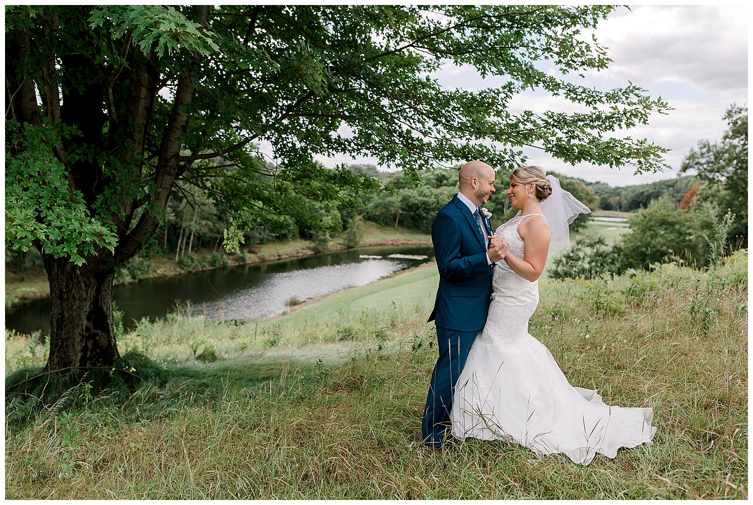 Summer wedding bride and groom Royal Oak Golf Club
