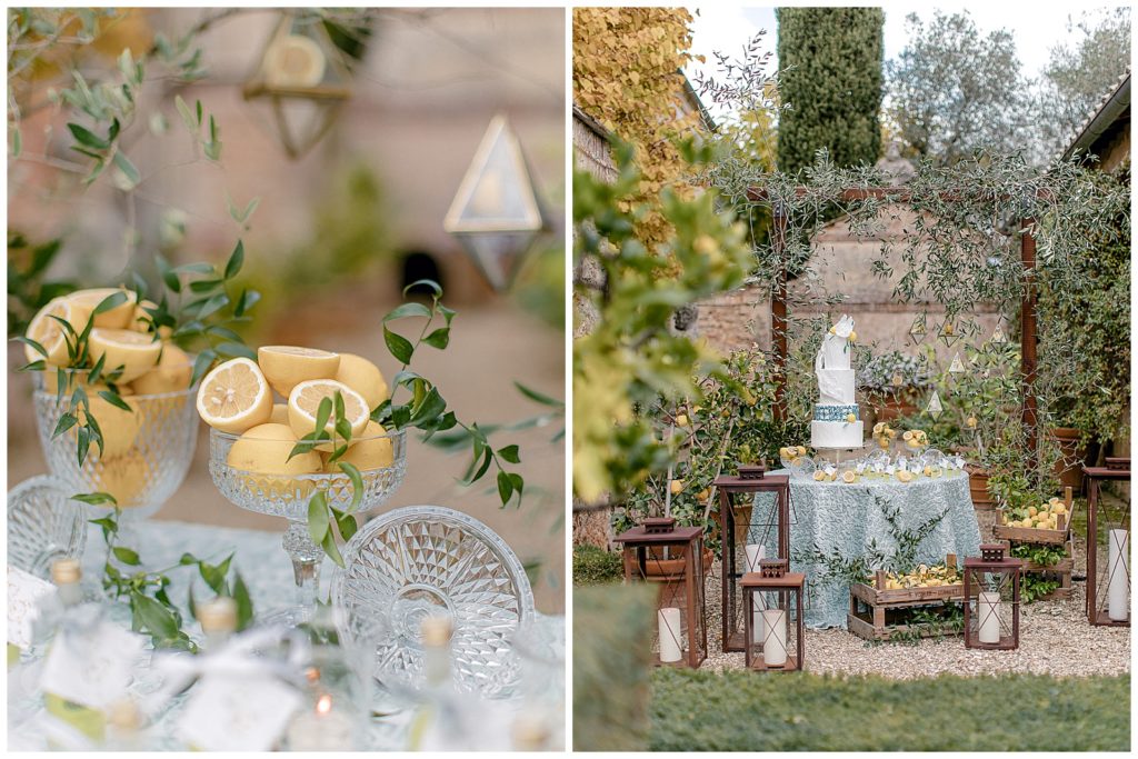 Italy destination wedding photographer fall wedding lemon cake.