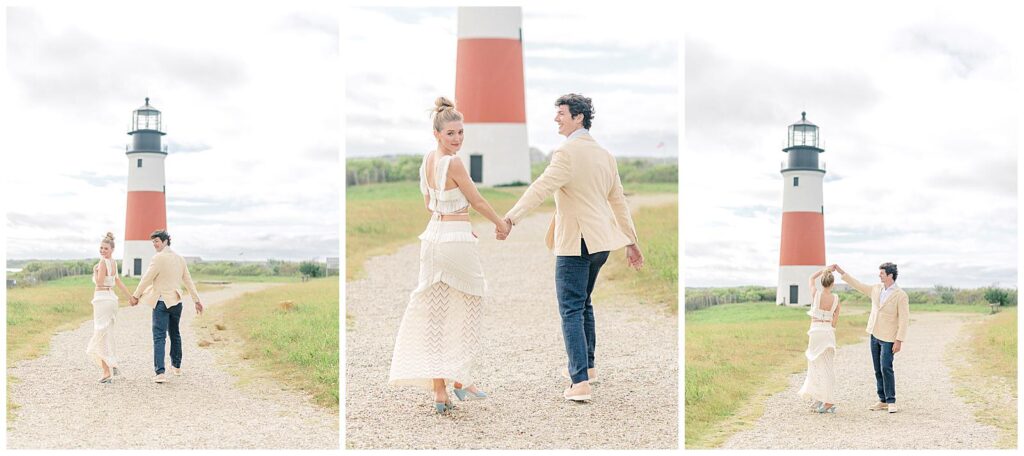 Nantucket engagement session at Sankaty Head Lighthouse