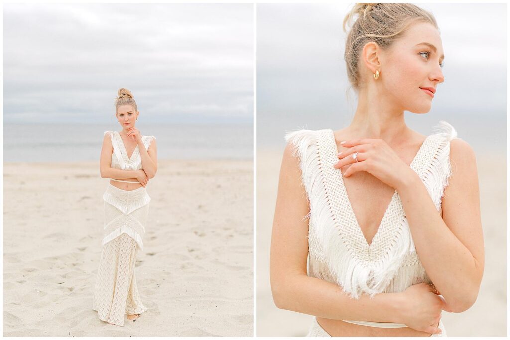Nantucket engagement session outfit with fringe
