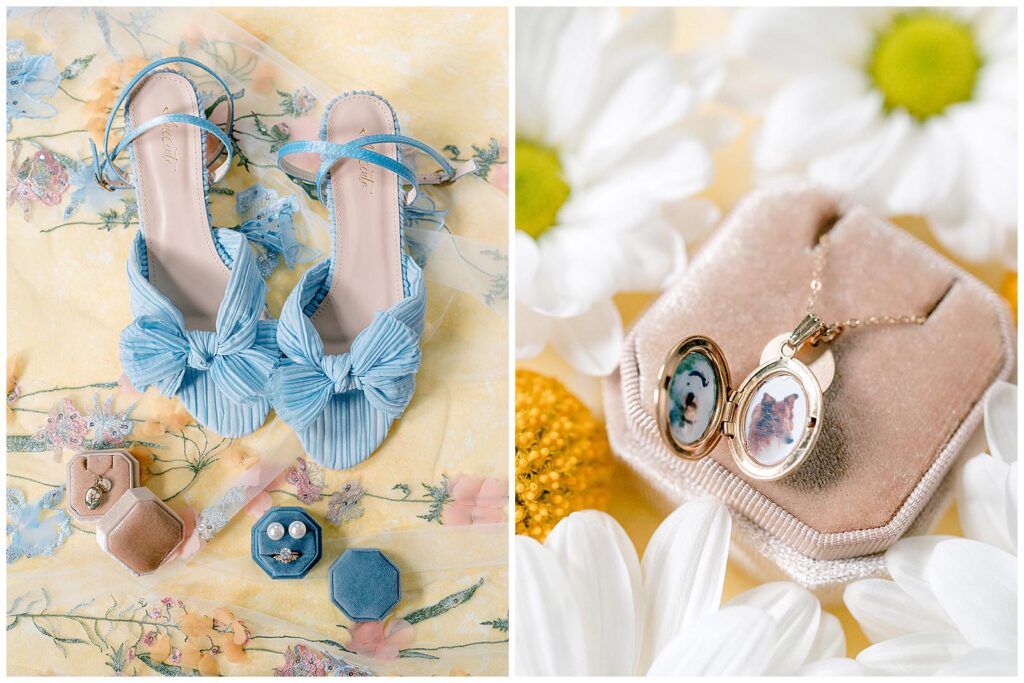 Yellow and blue wedding details