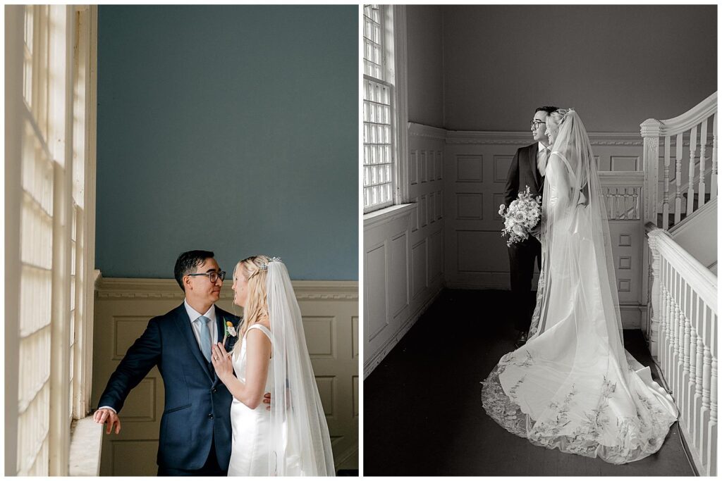 Bride and groom photos at International Tennis Hall of Fame in Newport, RI