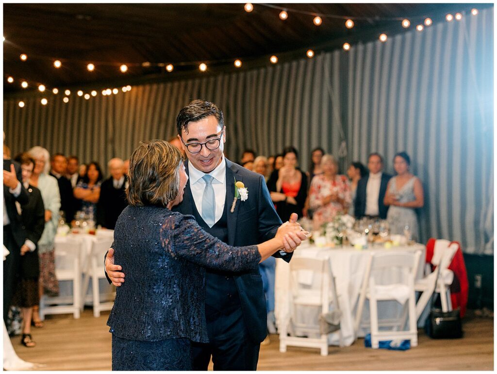 Mother son dance at International Tennis Hall of Fame wedding reception in Newport, RI