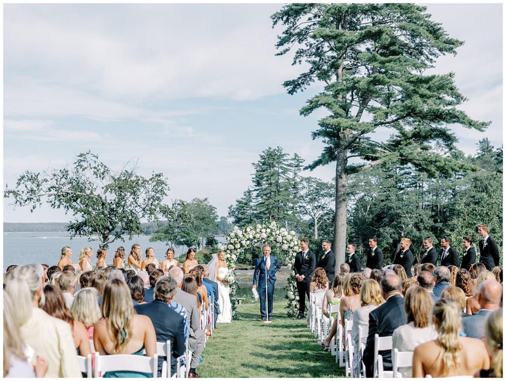 The Maine wedding ceremony begins